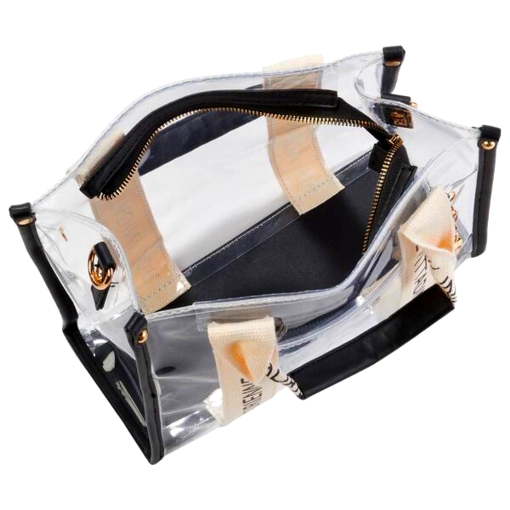 Adrienne Vittadini Valentina Clear Mini Tote w/Pouch (Black) - Picture 3 of 4